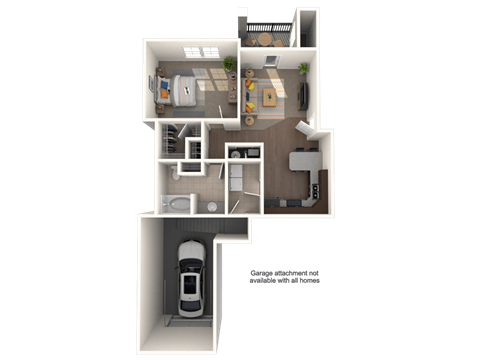 Floor plan for 1 bed, 1 bath, 730 sqft